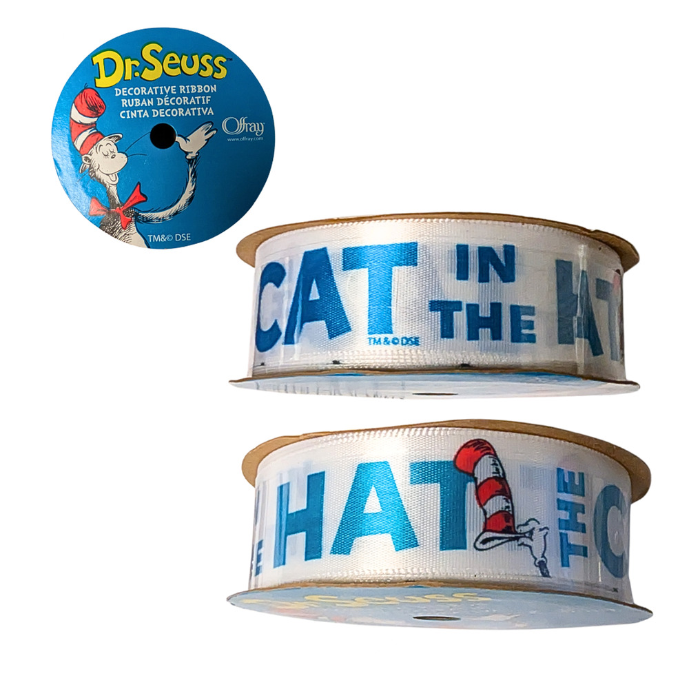 The Cat In The Hat Decorative Ribbon Dr Seuss Spool 7/8" wide x 9 ft by Offray